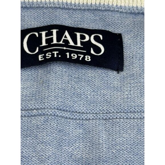 Chaps Sweater Vest Mens XL Blue V Neck Pullover Lightweight Knit Preppy Classic - Picture 3 of 8